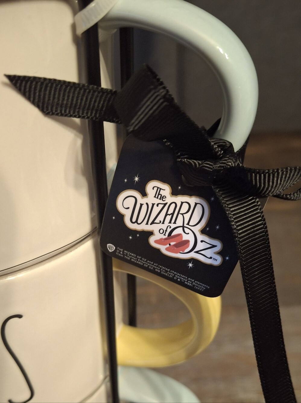 NWT Rae Dunn Wizard of Oz Stackable Mugs Set with Yellow and Light Blue Handles - Picture 6 of 7